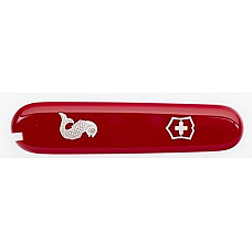 Накладка на нож Victorinox Va+und Fish передняя, с логотипом и рисунком, 91 мм, красная