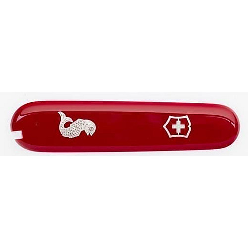Накладка на нож Victorinox Va+und Fish передняя, с логотипом и рисунком, 91 мм, красная