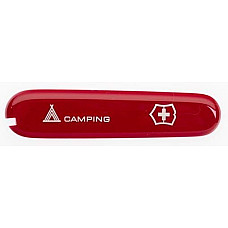 Накладка на нож Victorinox передняя, с логотипом и надписью Camping, 91 мм, красная