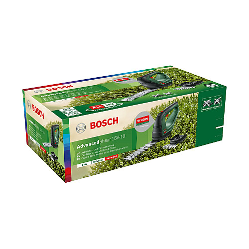 Ножиці для трави акумуляторні Bosch AdvancedShear 18В-10 + насадка кущоріз 10/20см крок різу 8мм 1.85кг
