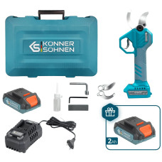Секатор акумуляторний Konner&Sohnen KS CPS20V-40 CASE PLUS 20В акб 2х2А·год d 20-40мм ЗП кейс 1кг