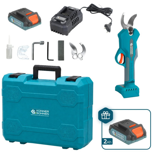 Секатор акумуляторний Konner&Sohnen KS CPS20V-32 Case PLUS 20В акб 2х2А·год d 15-32мм ЗП кейс 0.89кг