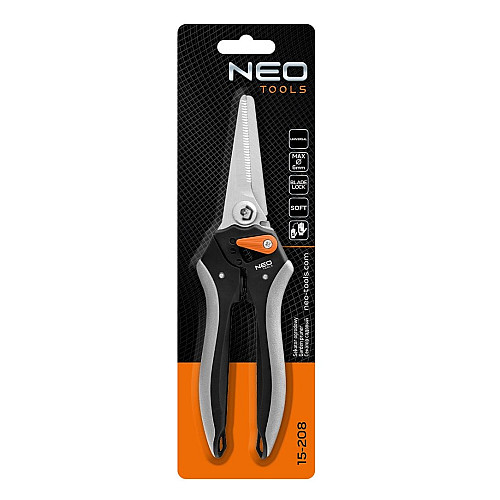 Секатор площинний Neo Tools, d різу 6мм, 210мм, 184г
