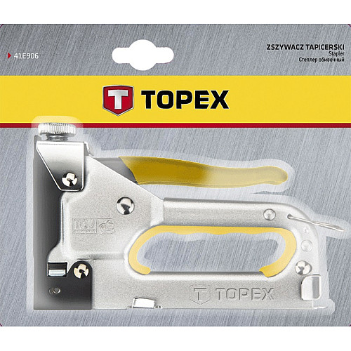 Степлер TOPEX, 6-14мм, тип скоб J, держатель прорезиненный, регулировка забивания скобы
