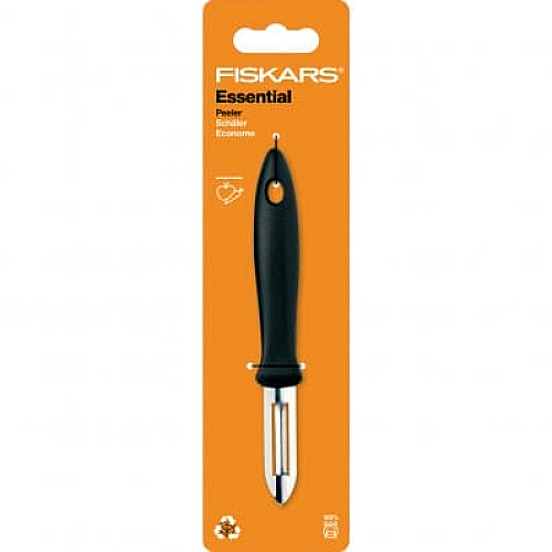 Кухонний ніж Fiskars Essential Black для чищення овочів 6 см, з чорн. ручкою (1065585)