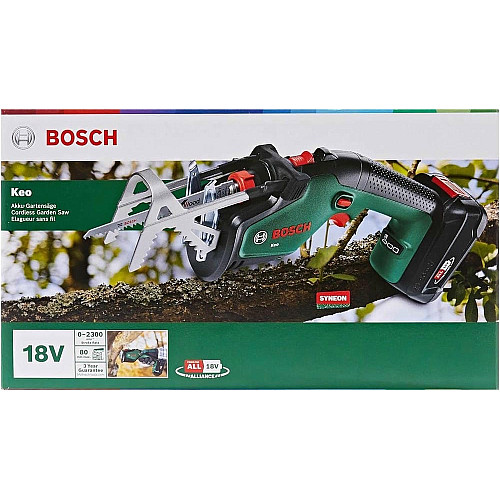 Пила шабельна акумуляторна Bosch KEO 18В 1х2А·год пропил 80мм хід 20мм 1.4кг