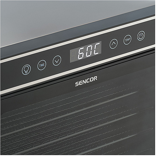 Сушарка для продуктів Sencor 600Вт, піддонів - 7x2.8см, діаметр - 30см, електронне керув., чорний