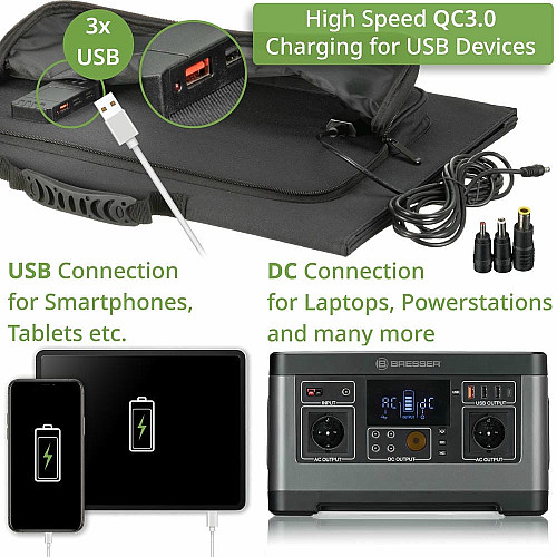Портативное зарядное устройство для солнечной панели Bresser Mobile Solar Charger 90 Watt USB DC (3810060)