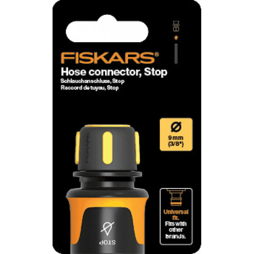 Конектор для шлангу Fiskars 9 мм, 68 мм, аквастоп (1027078)