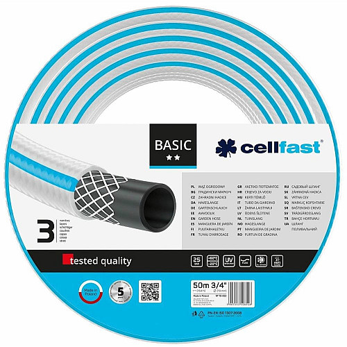 Cellfast Шланг садовий BASIC 3/4' 50м, 3 шари, до 25 Бар, -20…+60°C