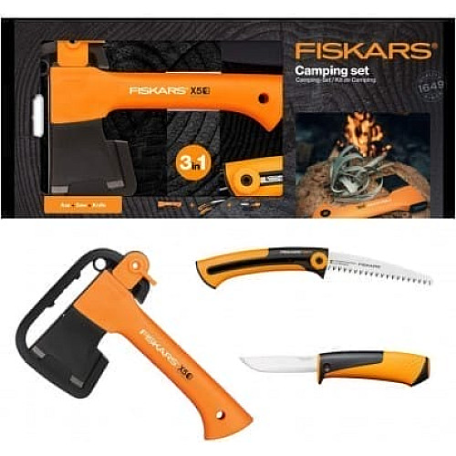 Подарочный набор Fiskars 3 в 1 (Топор X5+нож+пила) (1057912)