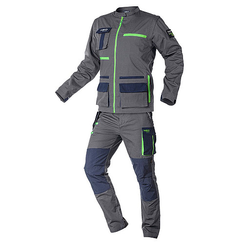 Брюки рабочие Neo Tools Premium, 100% хлопок, ткань Ripstop, усиление тканью Cordura, XS(46), серо-синий