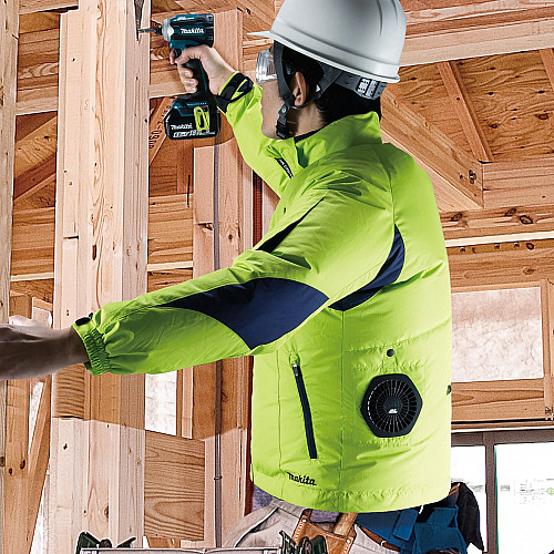 Куртка аккумуляторная Makita LXT/CXT, 10.8-18В, с вентиляцией, полиэстер, размет L, зеленый, 0.43кг