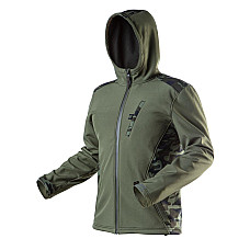 Куртка рабочая Neo Tools Camo, материал Softshell, подкладка флис, ветро и водонепроницаемая, капюшон, XXL(56), оливковый