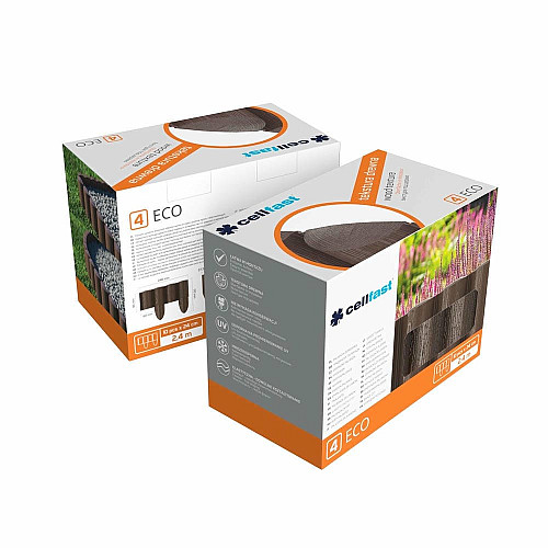 Газонна огорожа Cellfast 4 ECO, 10 секцій по 24см, 2.4м, коричневий