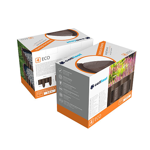Газонна огорожа Cellfast 4 ECO, 10 секцій по 24см, 2.4м, коричневий