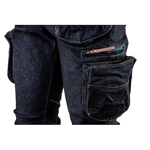 Брюки рабочие Neo Tools Denim, 98% хлопок и 2% эластан, L(52), синий темный