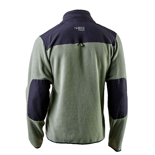 Кофта рабочая Neo Tools Camo, флисовая, 300г/м кв, усиление тканью Oxford, на молнии, M(50), оливковое