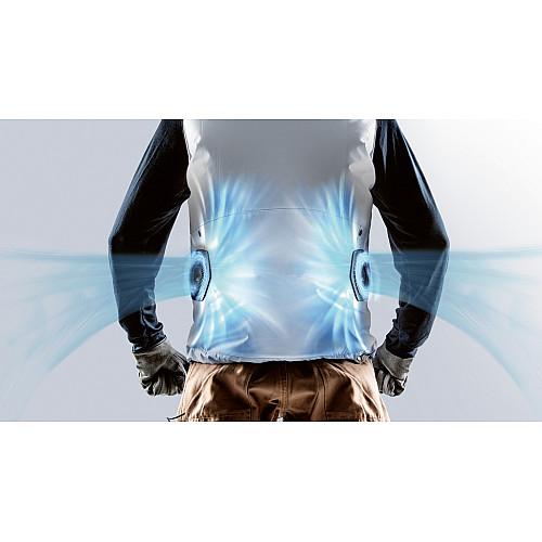 Жилет аккумуляторный Makita LXT/CXT, 10.8-18В, с вентиляцией, полиэстер, размет М, белый, 0.38кг