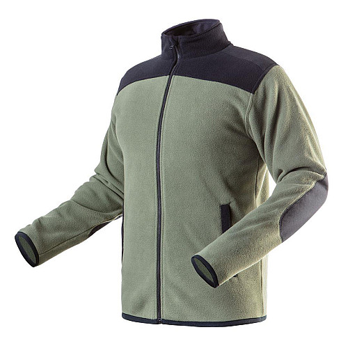 Кофта рабочая Neo Tools Camo, флисовая, 300г/м кв, усиление тканью Oxford, на молнии, XXL(56), оливковое