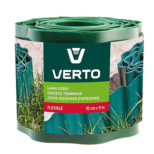 Стрічка газонна Verto, бордюрна, хвиляста, 10смх9м, зелений