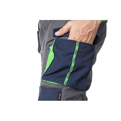 Брюки рабочие Neo Tools Premium, 100% хлопок, ткань Ripstop, усиление тканью Cordura, XS(46), серо-синий
