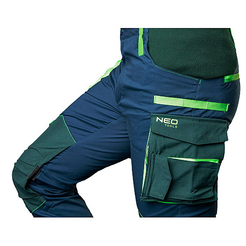 Брюки рабочие Neo Tools Premium, усиление тканью Cordura, отсек для наколенников, M(50), синий