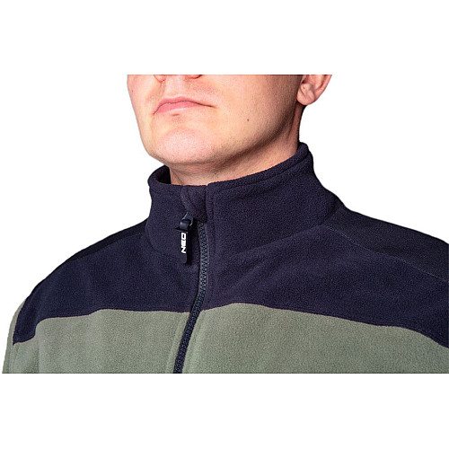 Кофта рабочая Neo Tools Camo, флисовая, 300г/м кв, усиление тканью Oxford, на молнии, M(50), оливковое