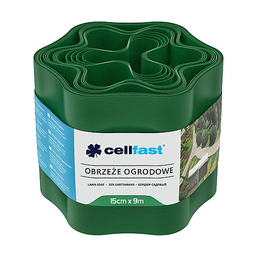 Стрічка газонна Cellfast, бордюрна, хвиляста, 15смх9м, зелений