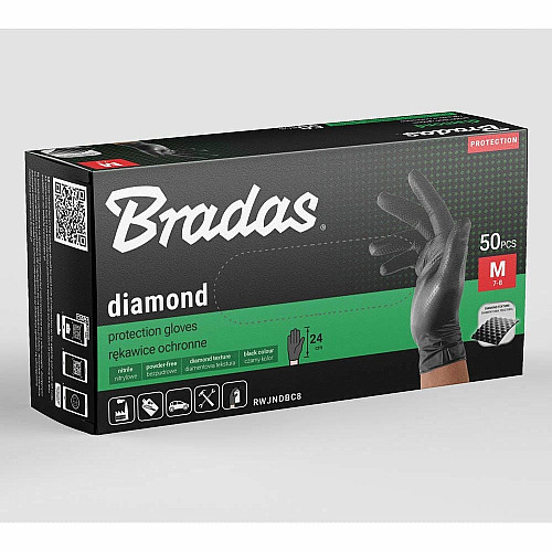 Нитриловые защитные перчатки, DIAMOND, размер L, 8-9, черный, RWJNDBC9
