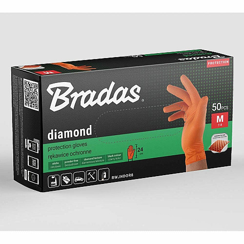 Нитриловые защитные перчатки, DIAMOND, размер XL, 9-10, оранжевые, RWJNDOR10