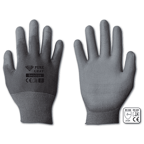 Перчатки защитные PURE GRAY полиуретан, размер 8, RWPGY8