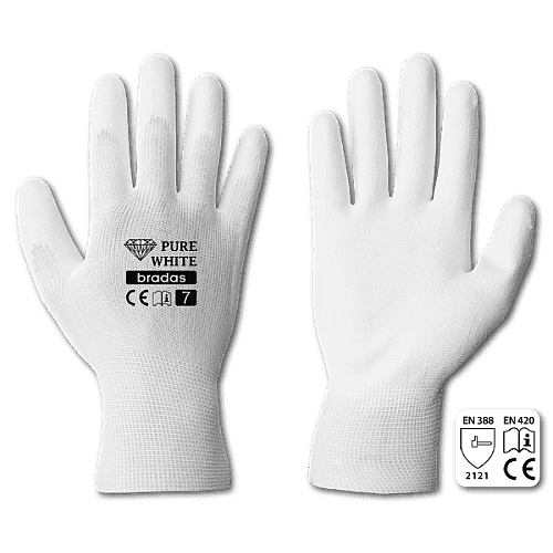 Перчатки защитные PURE WHITE полиуретан, размер 8, RWPWH8