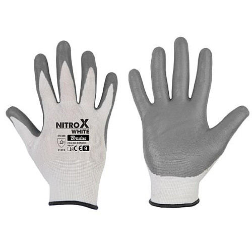 Рукавички захисні NITROX WHITE нітрил, розмір 10, RWNWH10