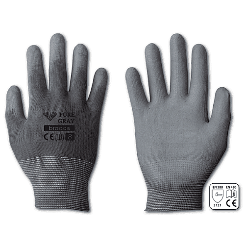 Рукавички захисні PURE GRAY поліуретан, розмір 10, RWPGY10