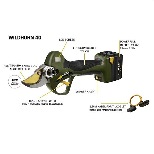 Электросекатор Alpen Wildhorn 40 / Альпен Уайлдхорн 40 с кейсом и 2 батареями Швейцария