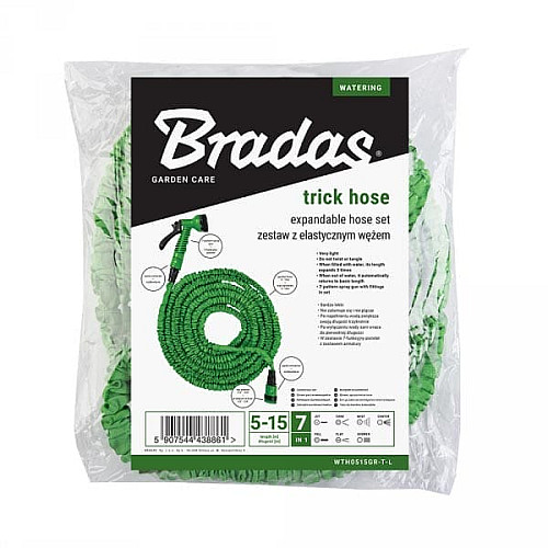 Растягивающийся шланг (комплект) TRICK HOSE 10-30м – зеленый, пакет, WTH1030GR-T-L