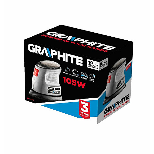 Шлифмашина вибрационная GRAPHITE Delta 105Вт платформа 140х140х97 24000кол·мин 0.87кг