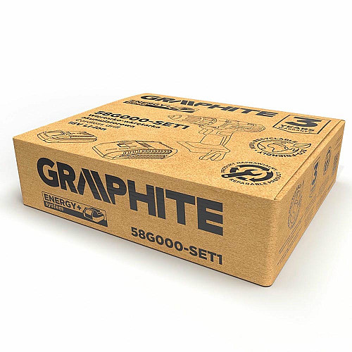 Шуруповерт-дрель аккумуляторная GRAPHITE Energy+ 18В 1х2А·час 44Нм 0-350·0-1250об·мин ЗП 1.2кг