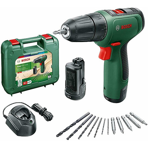 Шуруповерт-дрель аккумуляторная Bosch EasyDrill 1200 12В 2х1.5А·час 30Нм 0-400·1500об·мин 0.94кг набор сверл и бит кейс
