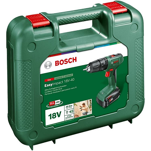 Шуруповерт-дрель аккумуляторная Bosch EasyImpact 18V-40 18В 1х2А·час 20·38Нм 0-430·0-1630об·мин кейс ЗП 1.4кг