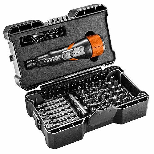 Отвертка Neo Tools аккумуляторная, micro-USB, 3.6В Li-Ion, 800мА•ч, 280об•мин, 42 бит, SL, PH, PZ, Torx, кейс