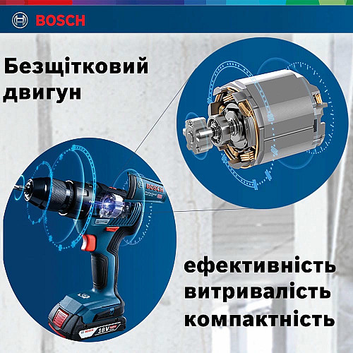 Шуруповерт-дрель аккумуляторная Bosch GSR 18 V-50 18В 2x2А·час 50Нм460·1800об·мин 1кг