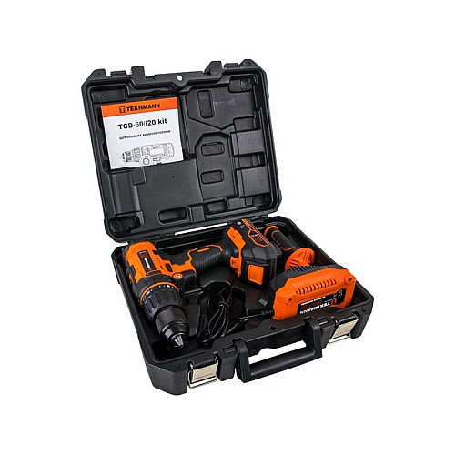 Шуруповерт-дрель ударная аккумуляторная Tekhmann TCD-60/i20 kit 20В 1x2А·час 60Нм 440·1650об·мин 1.55кг
