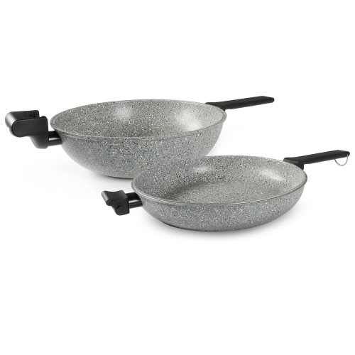 Сковорода подвійна Flonal Dura Induction Rocky Twins 28 см з решіткою (RKIWP2830)_Discounted