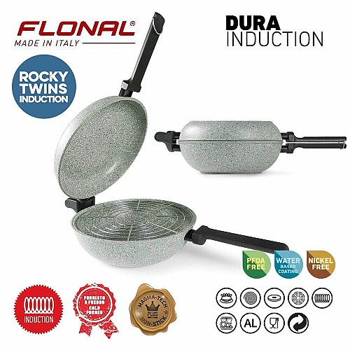 Сковорода двойная Flonal Dura Induction Rocky Twins 28 см с решеткой (RKIWP2830)