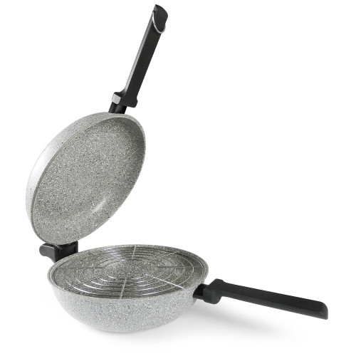 Сковорода подвійна Flonal Dura Induction Rocky Twins 28 см з решіткою (RKIWP2830)_Discounted