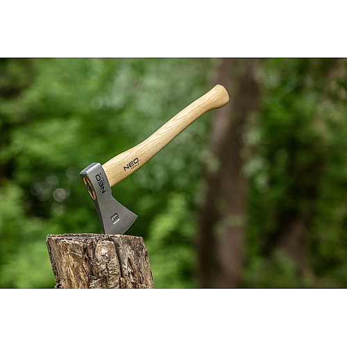 Сокира універсальна Neo Tools Bushcraft руків'я ясень 34.5см 400г шкіряний чохол
