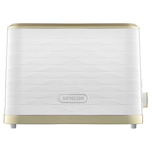 Тостер Sencor 930Вт, підігрів, розморожування, підсвічування, пластик, біло-золотий