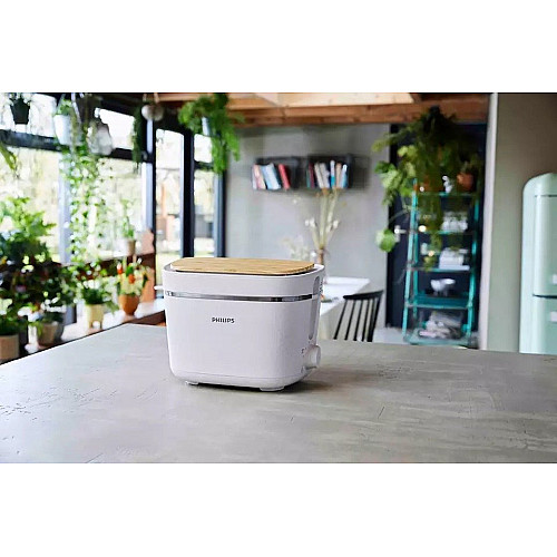 Тостер Philips Series Eco Conscious Edition 830Вт, кришка від пилу, пластик, білий